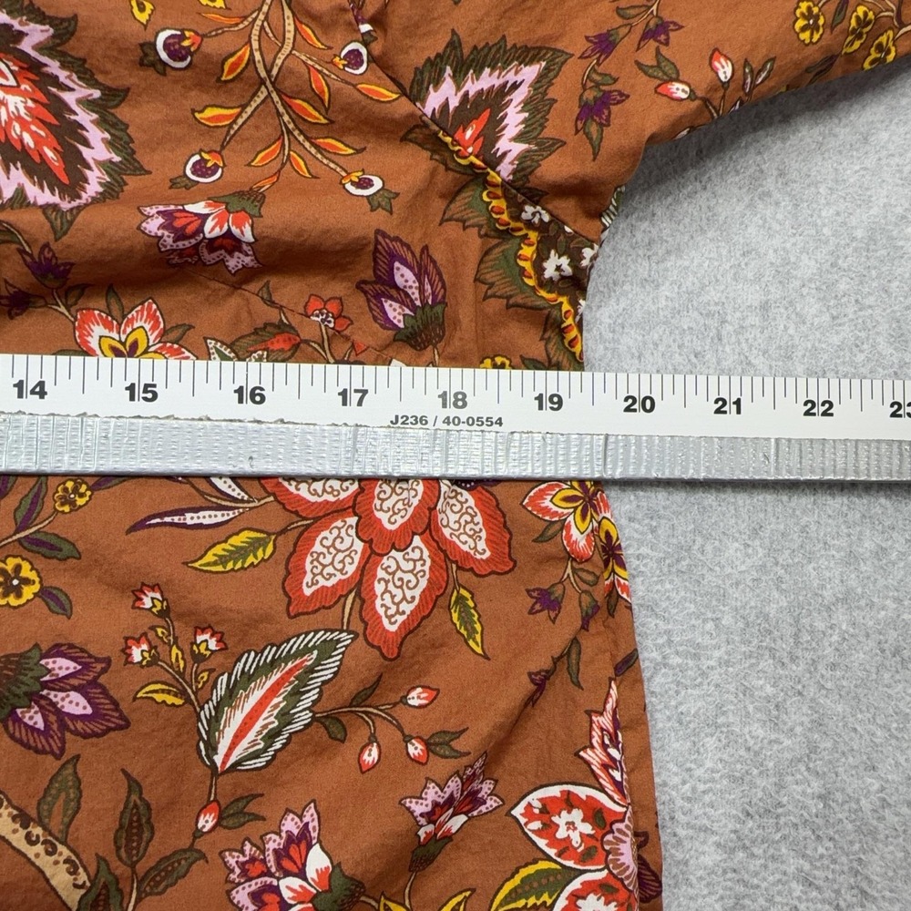 Talbots Shirt Women Petite Large Purple Brown Floral Long Sleeve Button Contrast - Picture 10 of 13